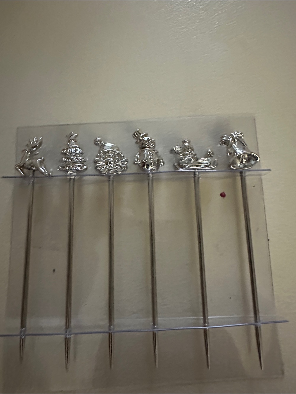 Silver Holiday Cocktail Picks - Set of 6